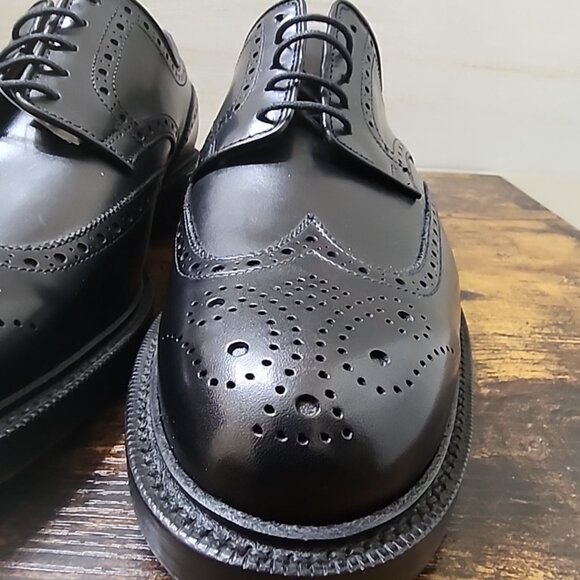 Polo Ralph Lauren Brenton Men’s 8.5 Black Leather Wingtip Oxfords New Condition main image 11